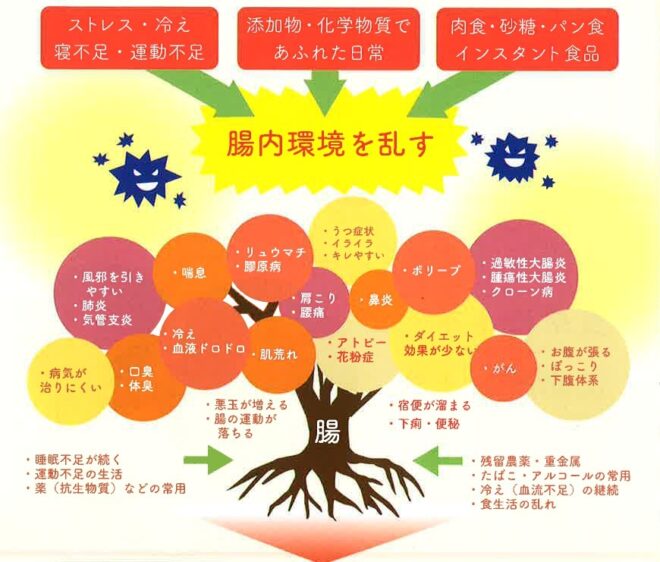 腸内環境が乱れると起こる不調一覧