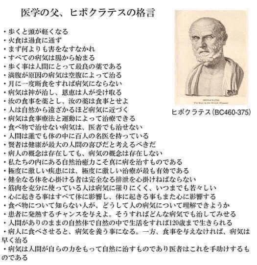 医学の父、ヒポクラテスの格言